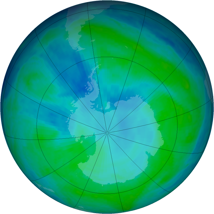 Antarctic ozone map for 01 February 1998